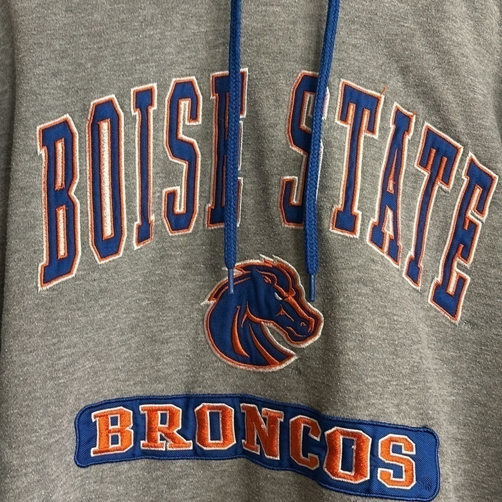 Official Boise State men’s Medium hooded sweatshirt grey with blue and orange - Picture 2 of 5